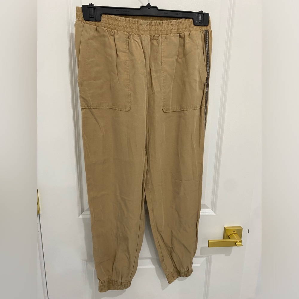Zara Tan Beaded Jogger Pants